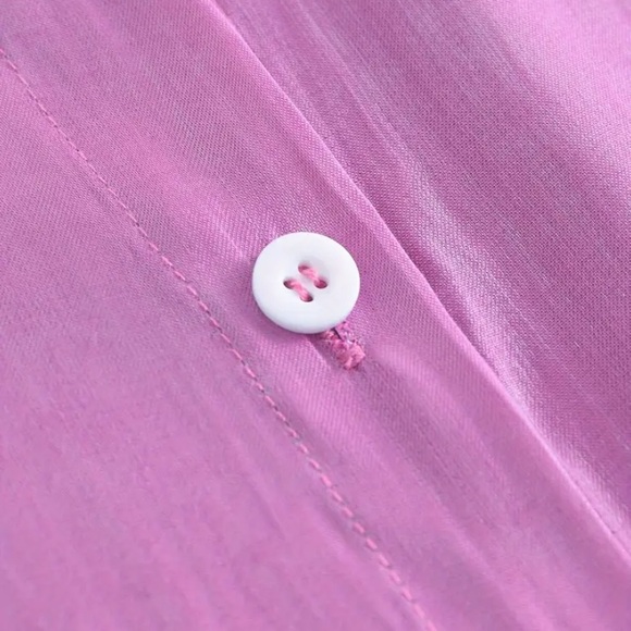 NWT Unbranded pinkish purple metallic button down blouse. Sz. Extra Large. - Picture 7 of 9